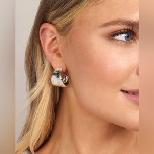 MELINDA MARIA Hammered Metal Silver Tone Hoops